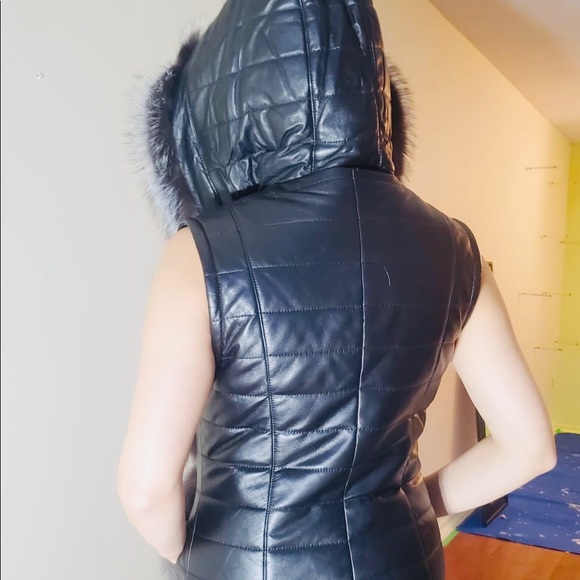 2-in-1 winter leather jacket with silver fox - Picture 11 of 16
